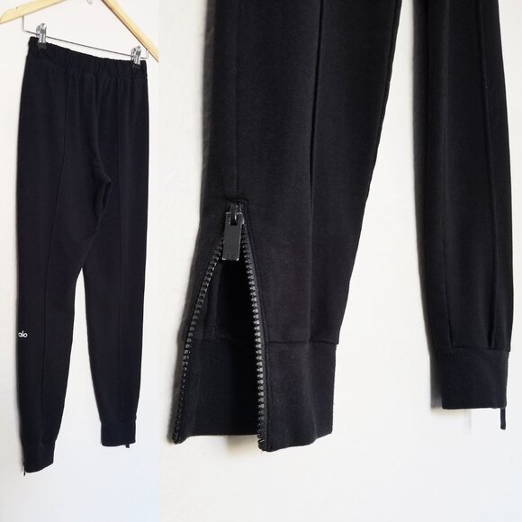 Alo Yoga Black Propel Jogger Zip Hem Sweatpant Black Center Seam Ultra Soft S - Picture 9 of 15